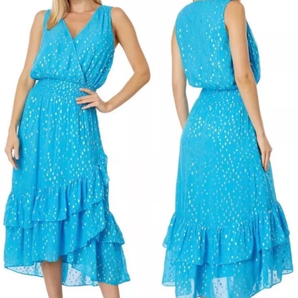 Lilly Pulitzer Blue Maxi Dress with Gold Accents